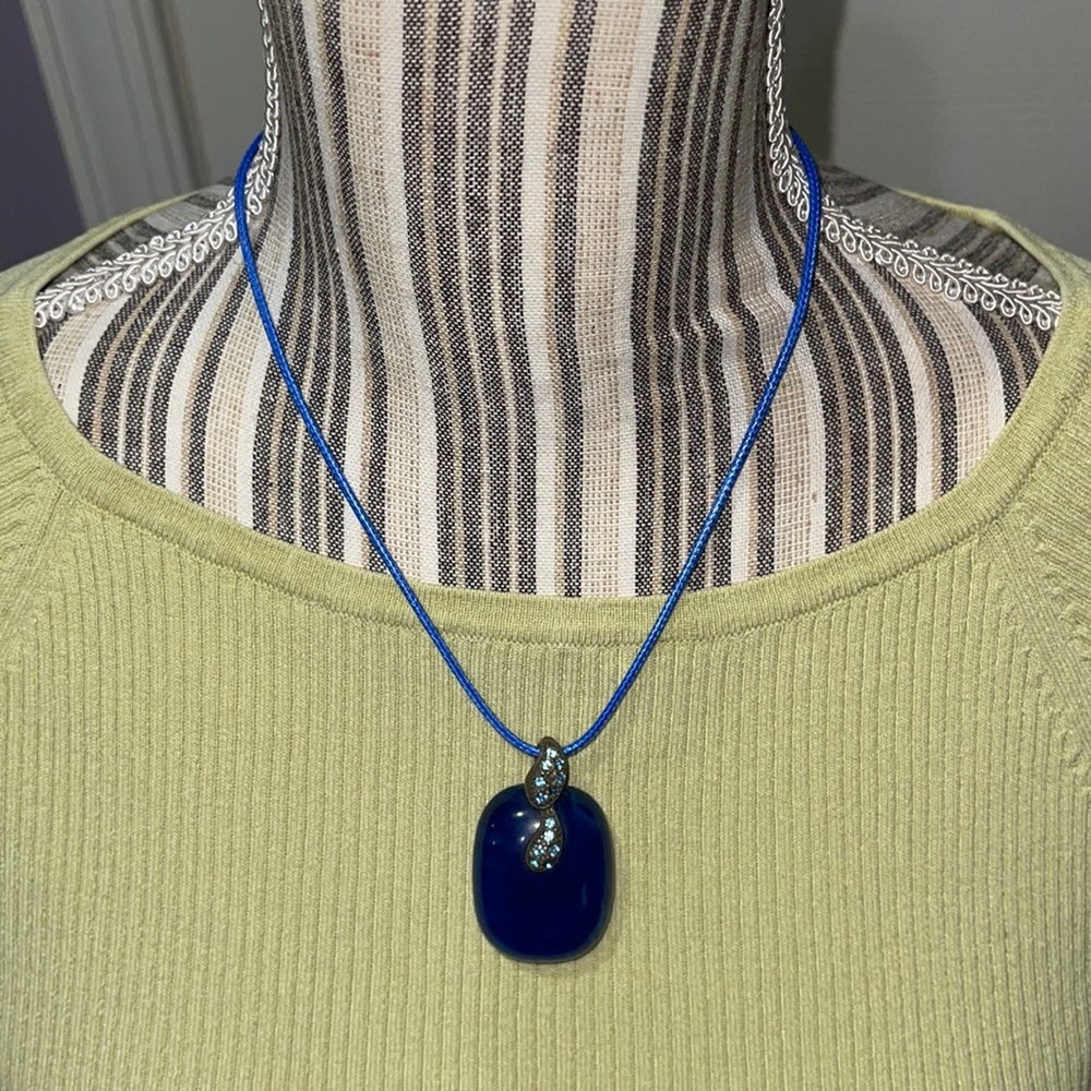 Blue glass necklace